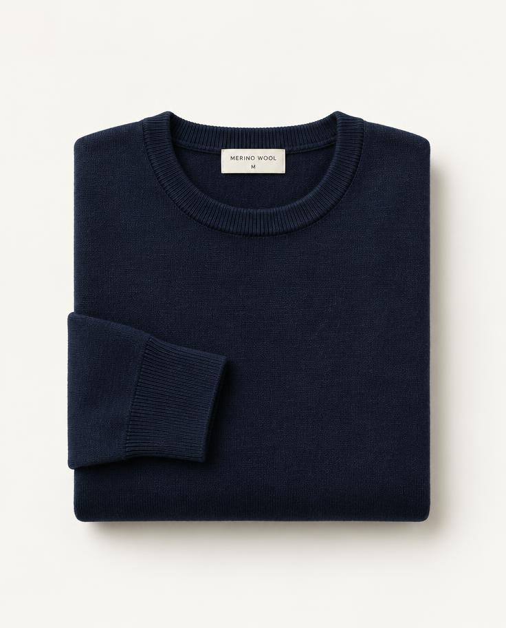 Navy Merino Crew